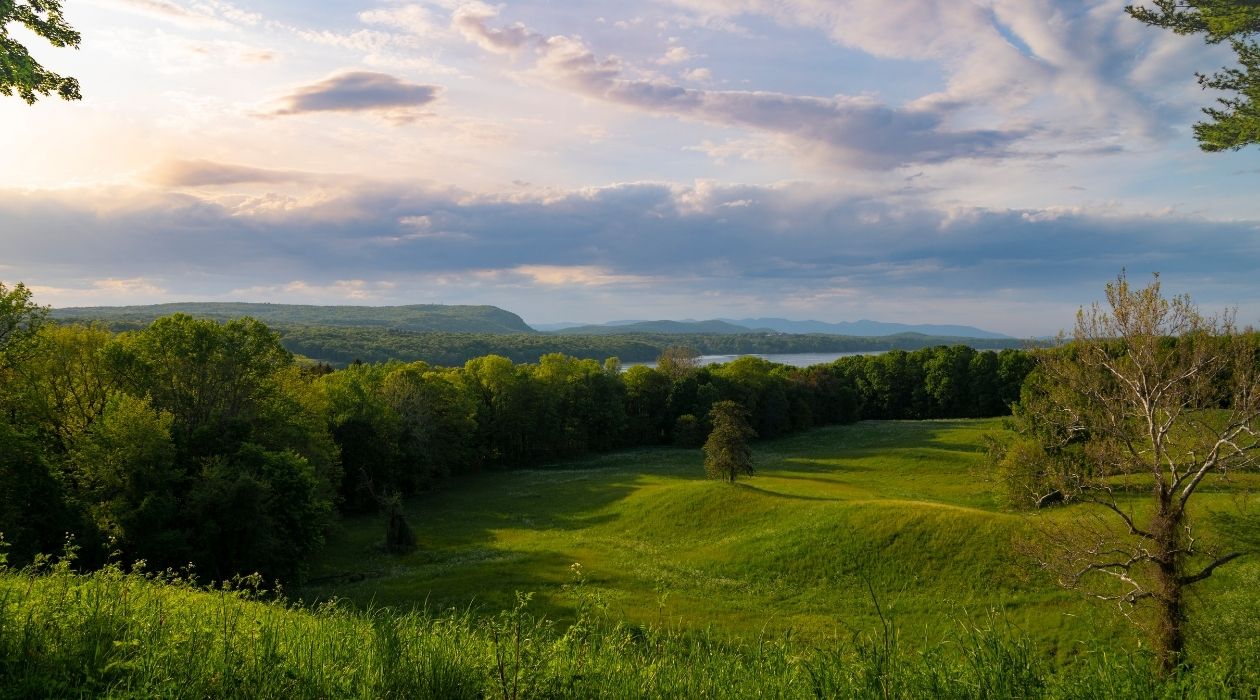 Vanderbilt Mansion view in summer in Hyde Park